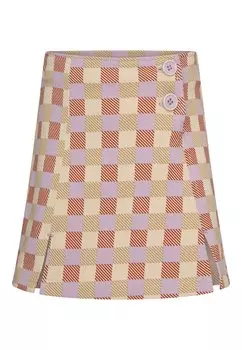 Юбка А-силуэта ANOTHER DAY WITH CHECKERED PATTERN 4funkyflavours, цвет sand