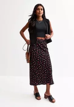 Юбка А-силуэта BERRY PRINT MIDI New Look, черный