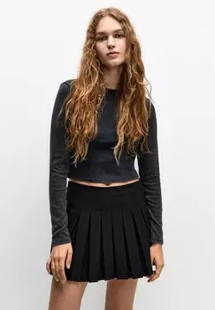 Юбка А-силуэта BOX PULL&BEAR, черный