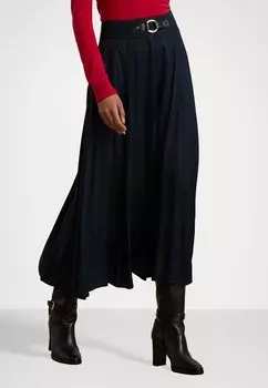 Юбка А-силуэта BUCKLE TRIM TWILL MIDI SKIRT Lauren Ralph Lauren, темно-синий