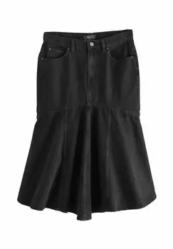Юбка А-силуэта FISHTAIL MIDI - Denim skirt Next, черный