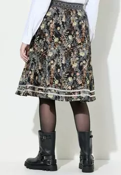 Юбка А-силуэта FLORAL MIDI Ulla Popken, черный