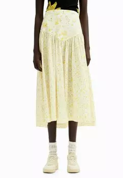 Юбка А-силуэта FLORAL RUFFLE Desigual, цвет yellow