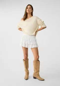 Юбка А-силуэта FLOWING SKORT Stradivarius, белый