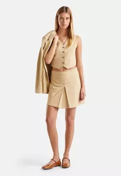 Юбка А-силуэта INVISIBLE ZIP SIDE FASTENING CENTRE FRONT SEAM WITH BOX PLEAT United Colors of Benetton, бежевый