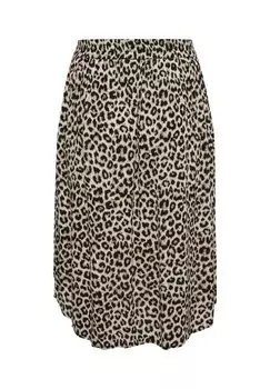 Юбка А-силуэта Kcvilana Ami Kaffe Curve, мелово-песочный черный с леопардовым принтом