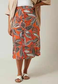 Юбка А-силуэта LEAF PRINT MIDI Evans, оранжевый