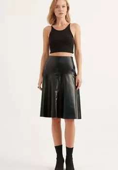 Юбка А-силуэта LEATHER SKIRT. Herita, цвет black