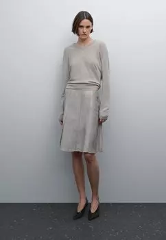 Юбка А-силуэта MALTINTO WASH MIDI WITH SEAM DETAILS Massimo Dutti, серый