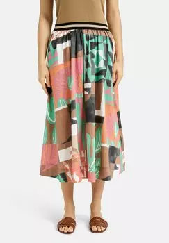 Юбка А-силуэта MIDI GEMUSTERT MIT ELASTIKBUND MILANO ITALY, зеленый