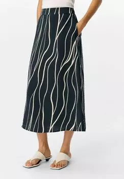 Юбка А-силуэта MIDI PRINT Object, черный