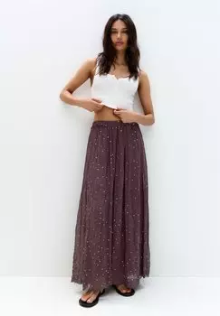 Юбка А-силуэта MIDI PULL&BEAR, фиолетовый