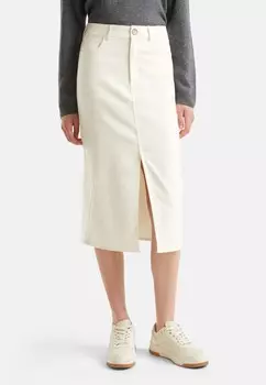 Юбка А-силуэта MIDI WITH CENTRE FRONT SLIT BUTTON AND ZIP FASTENING SLASH POCKETS BELT LOOPS ON WAISTBAND United Colors of Benetton, белый