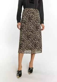 Юбка А-силуэта MIT LEOPRINT faina, бежевый