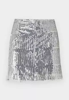 Юбка А-силуэта OBJTELLA Object, серебристый
