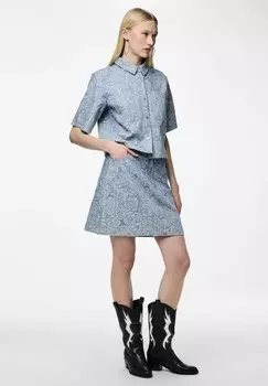 Юбка А-силуэта Pieces, светло-голубой деним