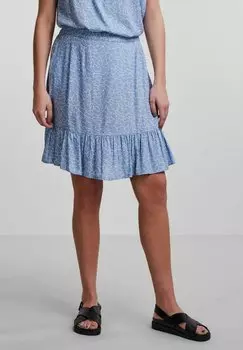 Юбка А-силуэта Pieces, светло-синий