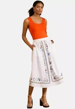 Юбка А-силуэта REGULAR FIT - EMBROIDERED FULL MIDI Love & Roses, белый