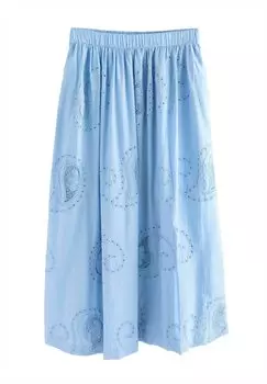 Юбка А-силуэта REGULAR FIT-EMBROIDERED PAISLEY MIDI Next, синий