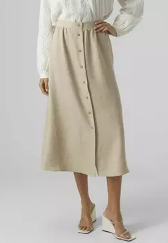 Юбка А-силуэта ROCK VMMELANEY H/W BUTTON CALF WVN EXP Vero Moda, сине-серый