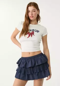 Юбка А-силуэта RUFFLED - Mini skirt Stradivarius, темно-синий