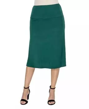 Юбка А-силуэта с эластичной талией длиной до колена 24seven Comfort Apparel, зеленый