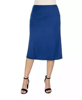 Юбка А-силуэта с эластичной талией длиной до колена 24seven Comfort Apparel, синий