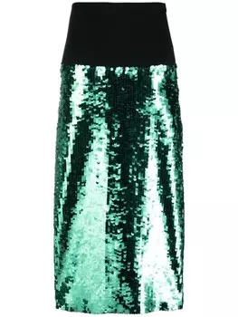 Юбка А-силуэта с пайетками Erika Cavallini, зеленый