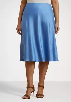 Юбка А-силуэта SATIN CHARMEUSE MIDI SKIRT Lauren Ralph Lauren Woman, светло-голубой