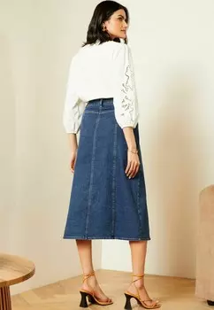 Юбка А-силуэта SCALLOP BUTTON THROUGH Love & Roses, синий