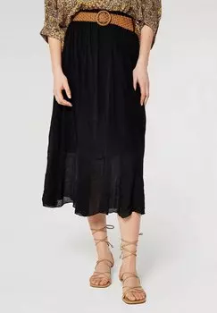 Юбка А-силуэта SHIMMER CRINKLE BELTED Apricot, цвет black