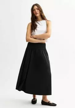 Юбка А-силуэта SHIRRED WAIST MIDI New Look, черный