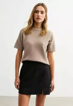 Юбка А-силуэта SOFT TOUCH LINEN BLEND PELMET MINI - Mini skirt New Look, черный
