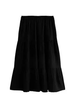 Юбка А-силуэта TEXTURED TIERED MIDI New Look, черный