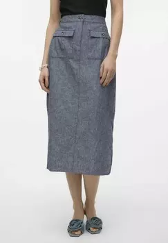 Юбка А-силуэта VMLUNA MIDI Vero Moda, сине-серый