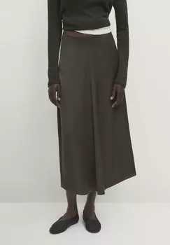 Юбка А-силуэта VOLUME MIDI Massimo Dutti, цвет dark grey