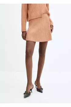 Юбка А-силуэта в рубчик Mango, оранжевый