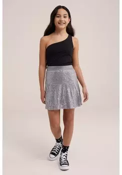 Юбка А-силуэта WE Fashion, серебро