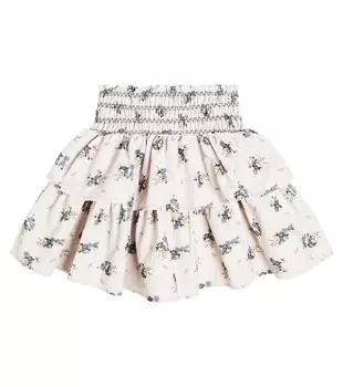 Юбка Akiko с оборками и цветочным принтом C'era una volta, синий