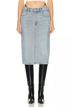 Юбка Alexander Wang Midi With Diamante Charm Thong Straps, цвет Vintage Faded Indigo