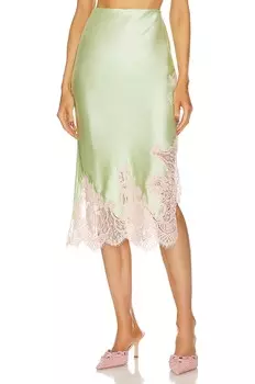 Юбка Alice + Olivia Tonia Lace Trim Mid, цвет Pistachio & Petal