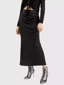 Юбка AllSaints Alexia Ruche, черный