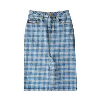 Юбка Ami Gingham Denim Jacquard Pencil 'Blue', синий