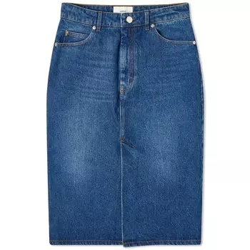 Юбка AMI Paris Denim Pencil Midi, синий