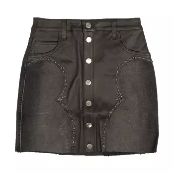 Юбка Amiri Western Denim And Leather Mix Mini 'Black', черный