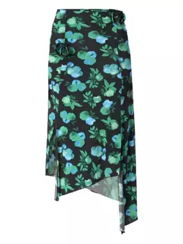 Юбка асимметричного кроя с цветочным принтом COPERNI, черный
