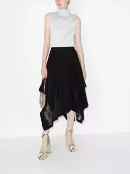 Юбка асимметричного кроя с кружевной вставкой JW ANDERSON, черный