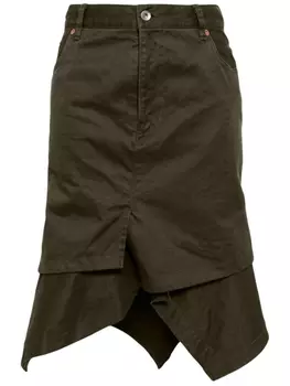Юбка асимметричного кроя sacai, зеленый