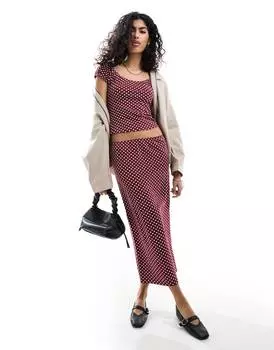 Юбка Asos Design Column Midi Co-ord, темно-красный