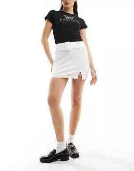 Юбка Asos Design Ponte Pelmet Mini With Belt, белый